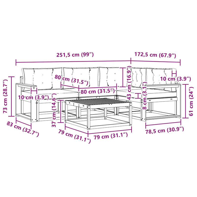 Outdoor Sofa Set with Cushion 5 pcs Natural and Anthracite