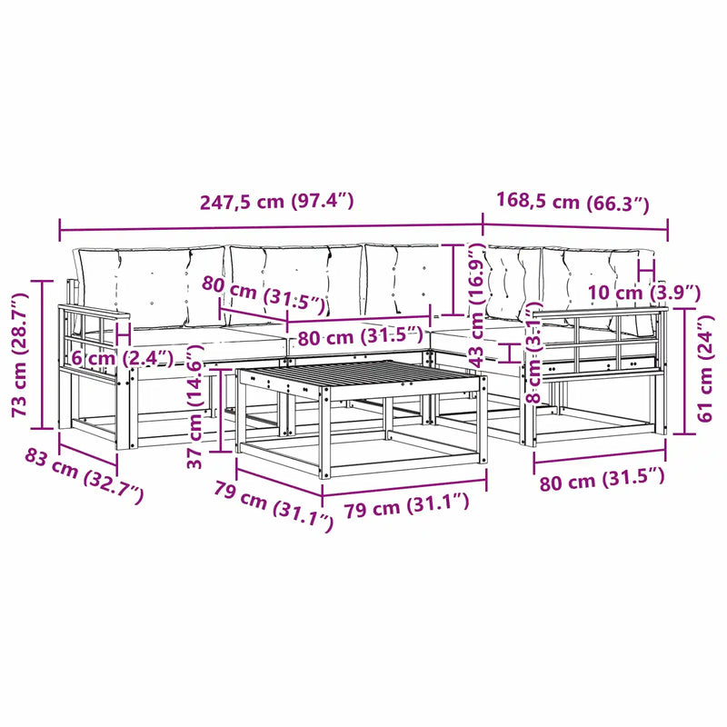 Outdoor Sofa Set with Cushion 5 pcs Natural and Anthracite
