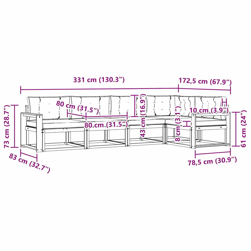 Outdoor Sofa Set with Cushion 5 pcs Natural and Anthracite