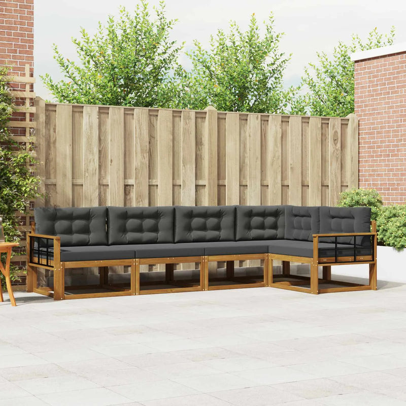 Outdoor Sofa Set with Cushion 5 pcs Natural and Anthracite