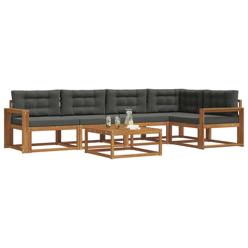 Outdoor Sofa Set with Cushion 6 pcs Natural and Anthracite