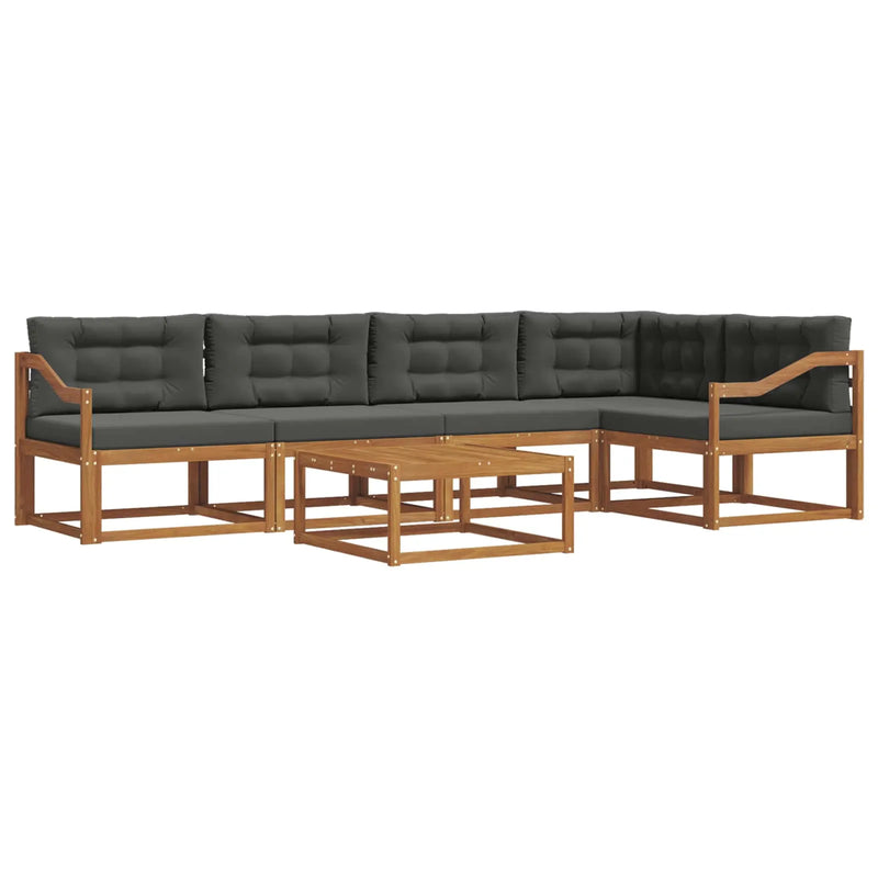 Outdoor Sofa Set with Cushion 6 pcs Natural and Anthracite