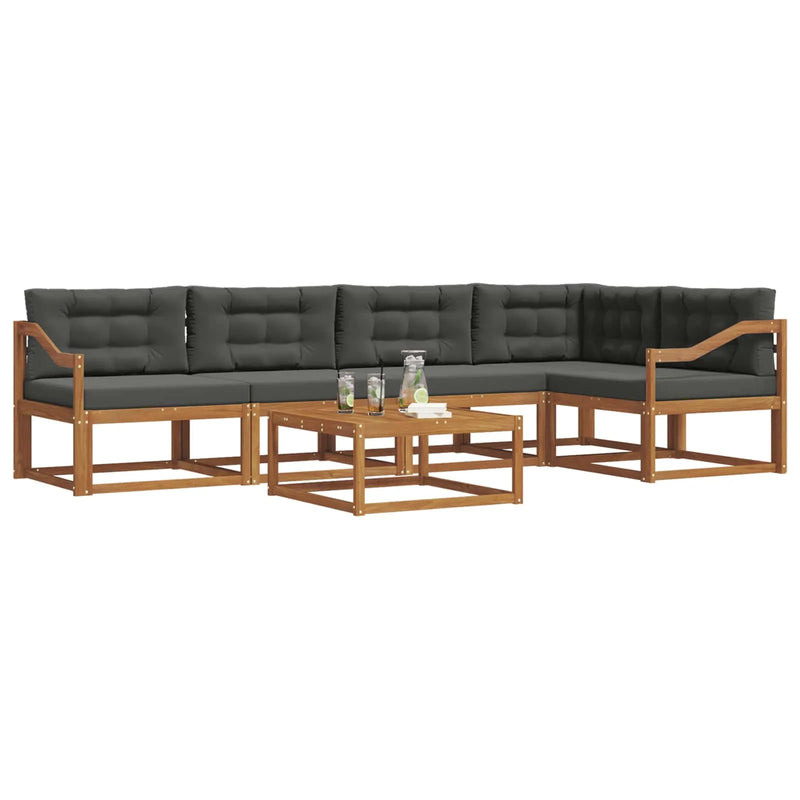 Outdoor Sofa Set with Cushion 6 pcs Natural and Anthracite
