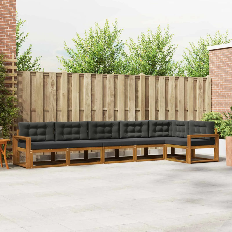 Outdoor Sofa Set with Cushion 6 pcs Natural and Anthracite