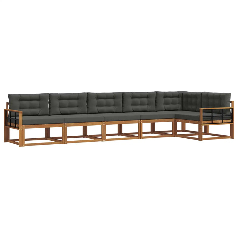 Outdoor Sofa Set with Cushion 6 pcs Natural and Anthracite