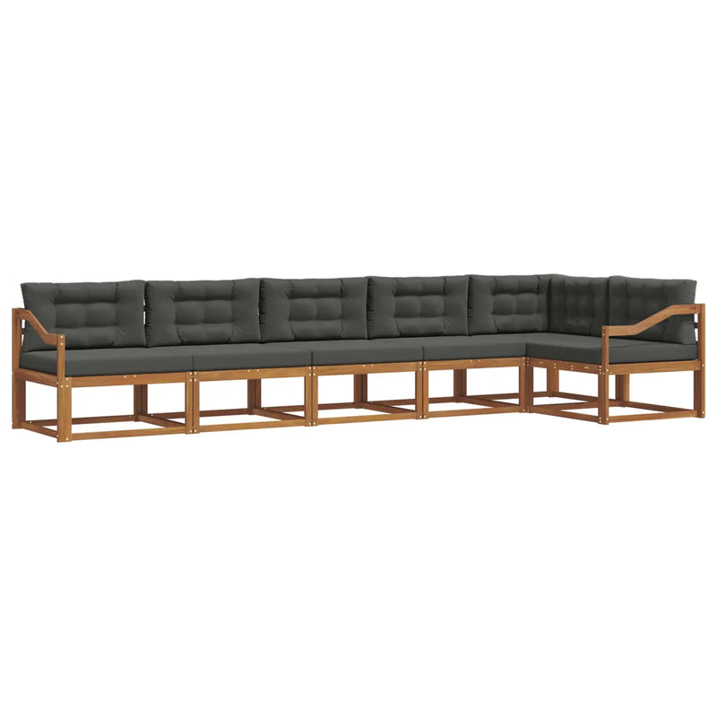 Outdoor Sofa Set with Cushion 6 pcs Natural and Anthracite
