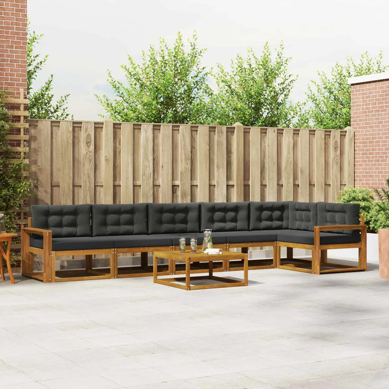Outdoor Sofa Set with Cushion 7 pcs Natural and Anthracite