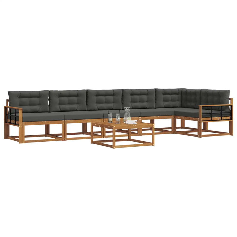 Outdoor Sofa Set with Cushion 7 pcs Natural and Anthracite