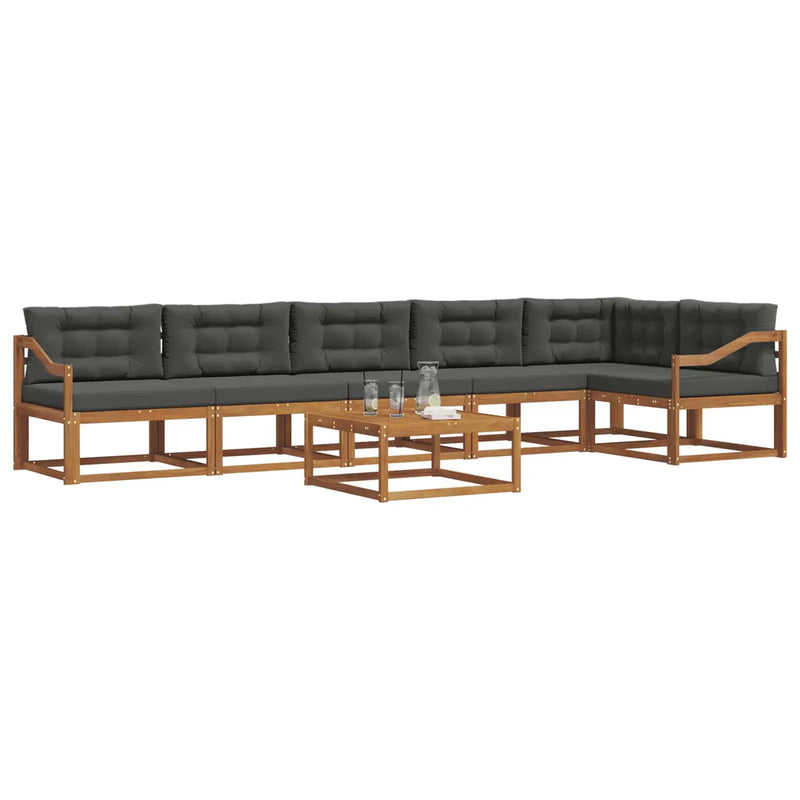 Outdoor Sofa Set with Cushion 7 pcs Natural and Anthracite