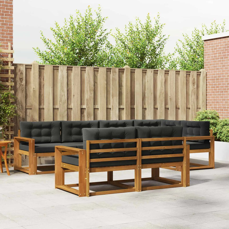 Outdoor Sofa Set with Cushion 7 pcs Natural and Anthracite