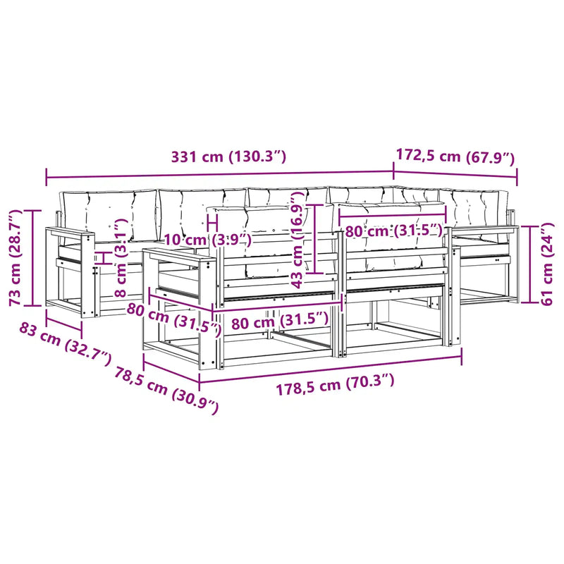 Outdoor Sofa Set with Cushion 7 pcs Natural and Anthracite