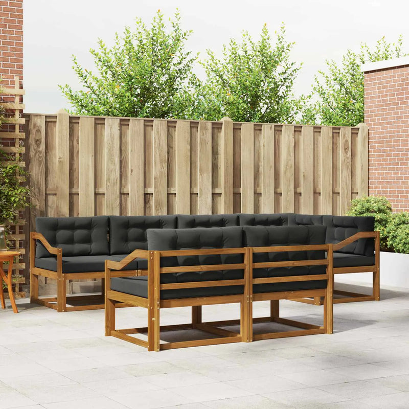 Outdoor Sofa Set with Cushion 7 pcs Natural and Anthracite