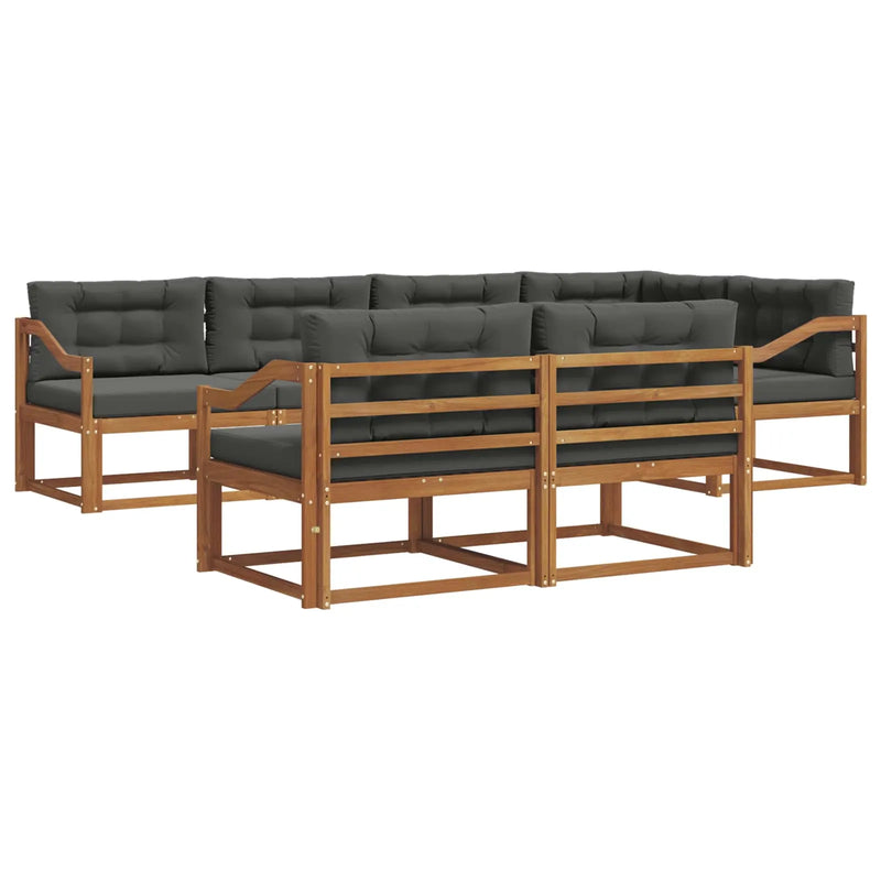 Outdoor Sofa Set with Cushion 7 pcs Natural and Anthracite