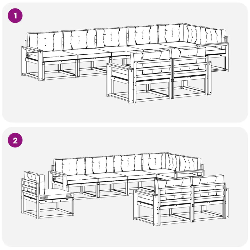 Outdoor Sofa Set with Cushion 8 pcs Natural and Anthracite