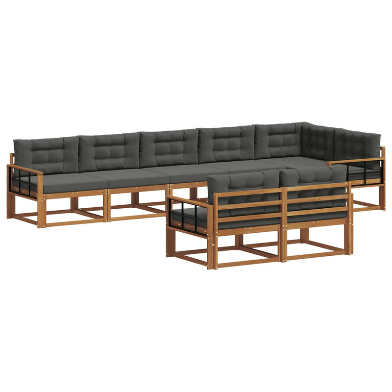 Outdoor Sofa Set with Cushion 8 pcs Natural and Anthracite
