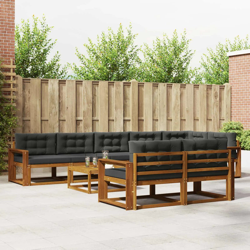 Outdoor Sofa Set with Cushion 9 pcs Natural and Anthracite