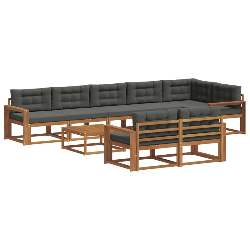 Outdoor Sofa Set with Cushion 9 pcs Natural and Anthracite