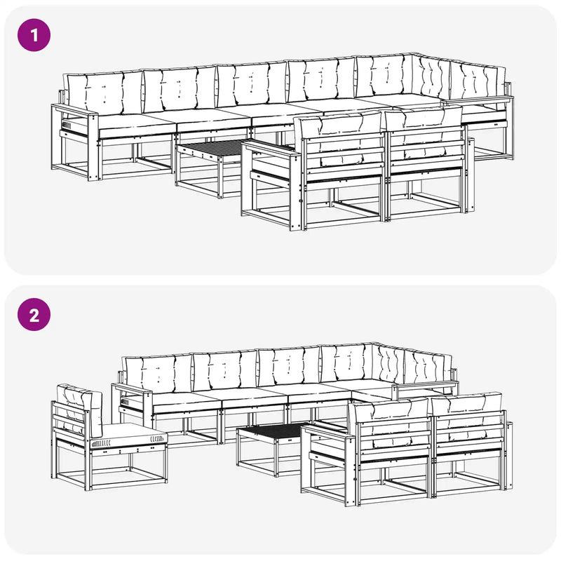 Outdoor Sofa Set with Cushion 9 pcs Natural and Anthracite
