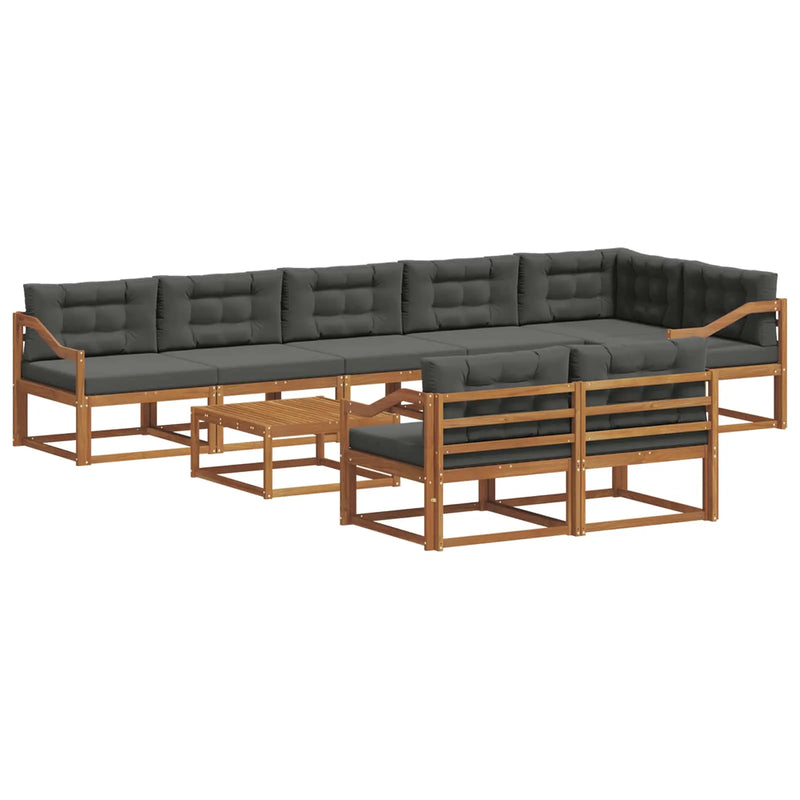 Outdoor Sofa Set with Cushion 9 pcs Natural and Anthracite