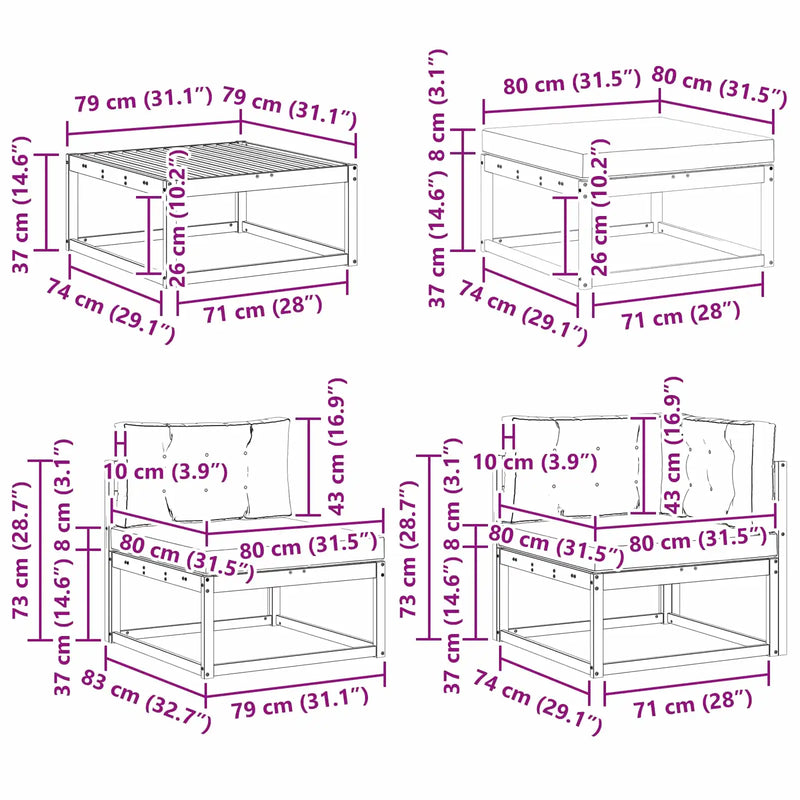 Outdoor Sofa Set with Cushion 8 pcs Natural and Anthracite