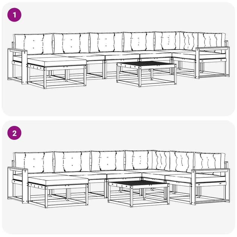 Outdoor Sofa Set with Cushion 8 pcs Natural and Anthracite