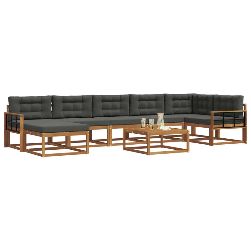 Outdoor Sofa Set with Cushion 8 pcs Natural and Anthracite
