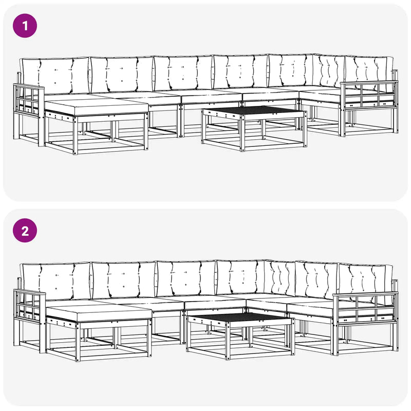 Outdoor Sofa Set with Cushion 8 pcs Natural and Anthracite