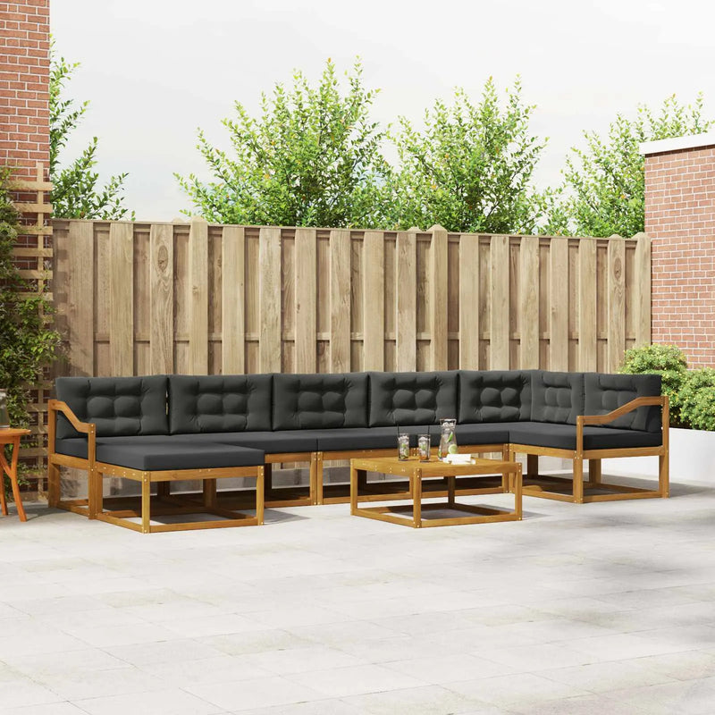 Outdoor Sofa Set with Cushion 8 pcs Natural and Anthracite