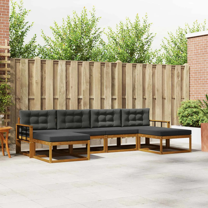 Outdoor Sofa Set with Cushion 6 pcs Natural and Anthracite