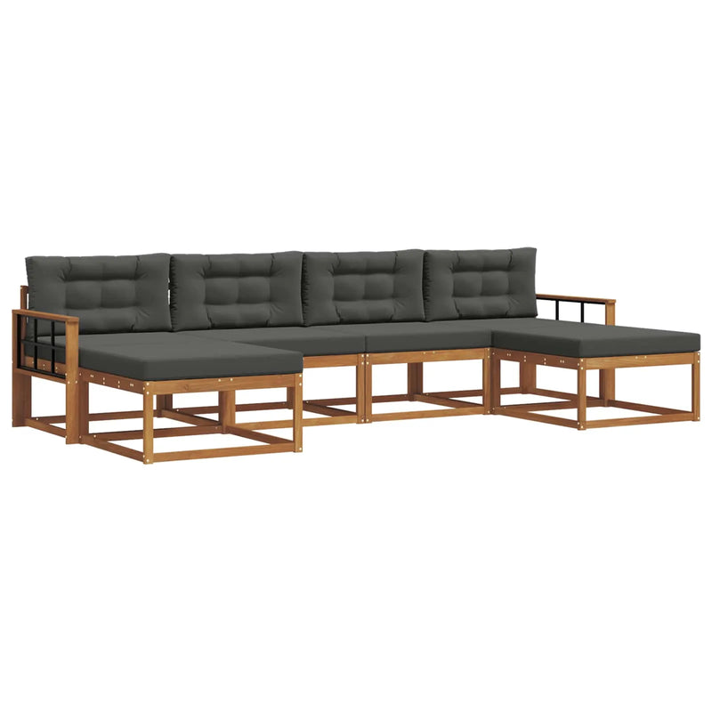 Outdoor Sofa Set with Cushion 6 pcs Natural and Anthracite