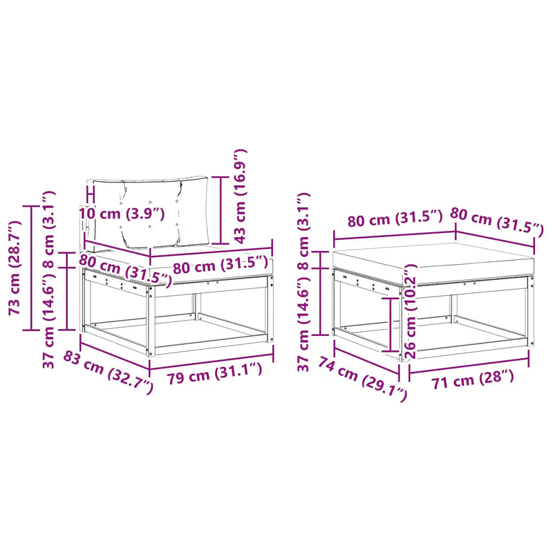 Outdoor Sofa Set with Cushion 6 pcs Natural and Anthracite