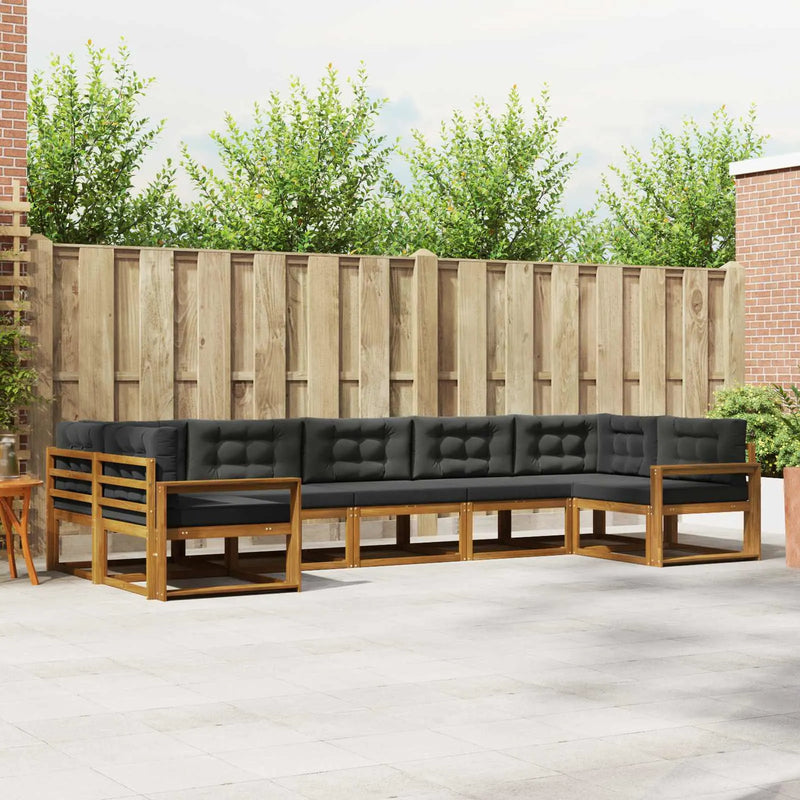 Outdoor Sofa Set with Cushion 7 pcs Natural and Anthracite