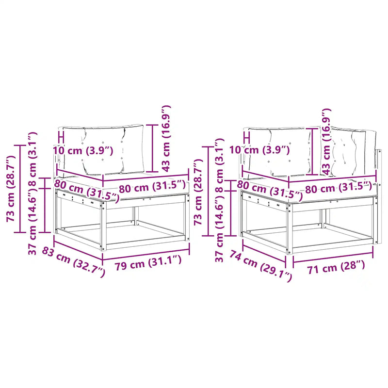 Outdoor Sofa Set with Cushion 7 pcs Natural and Anthracite