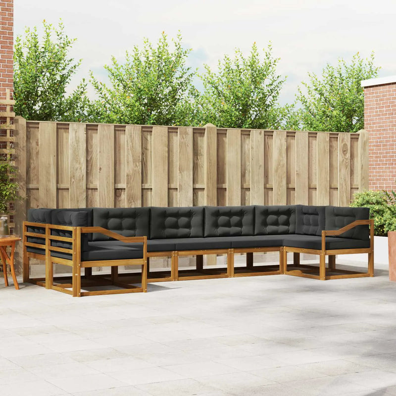 Outdoor Sofa Set with Cushion 7 pcs Natural and Anthracite