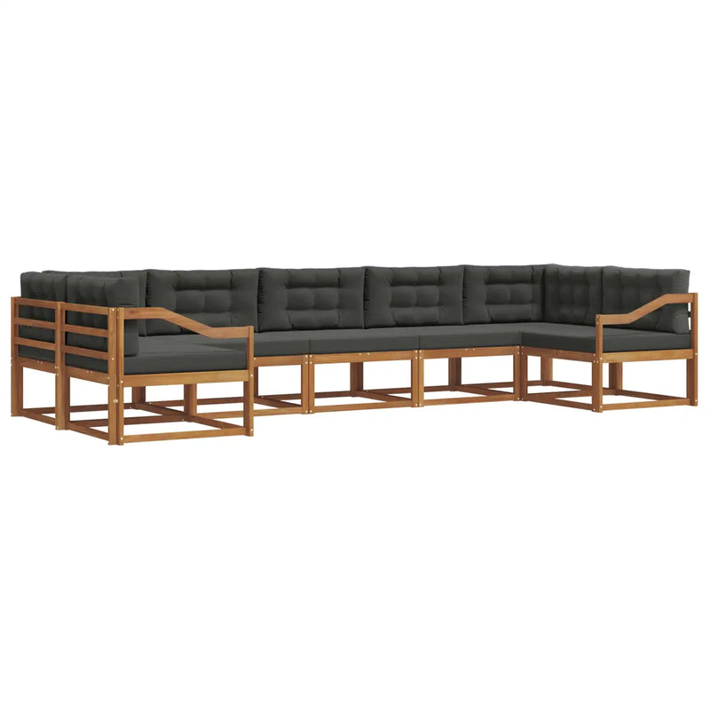 Outdoor Sofa Set with Cushion 7 pcs Natural and Anthracite