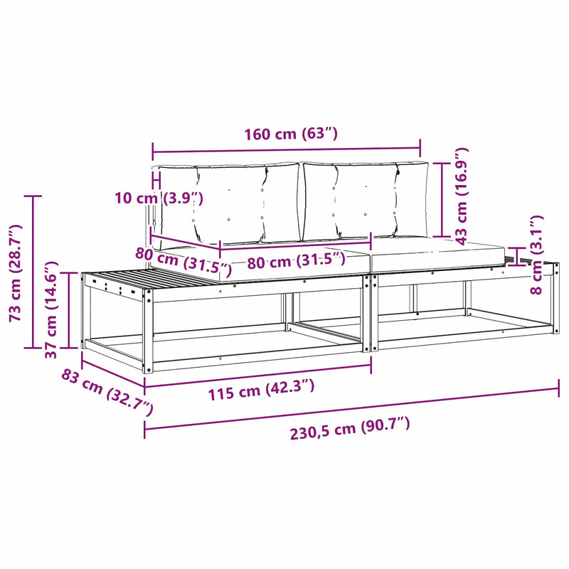 Outdoor Sofa Set with Cushion Natural and Anthracite
