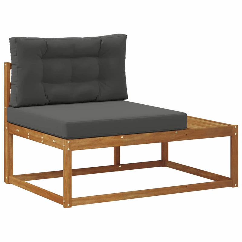 Outdoor Sofa Set with Cushion Natural and Anthracite