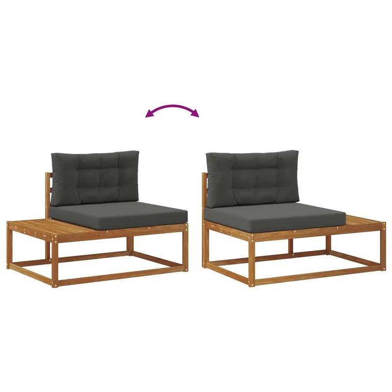 Outdoor Sofa Set with Cushion Natural and Anthracite