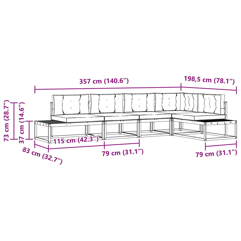 Outdoor Sofa Set Natural and Anthracite