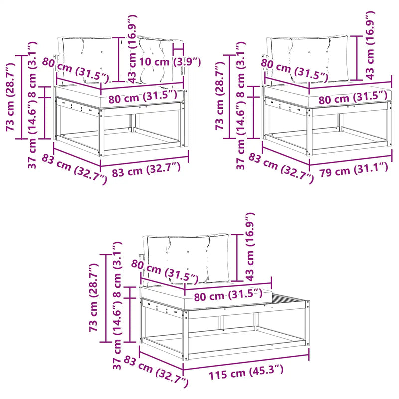 Outdoor Sofa Set Natural and Anthracite