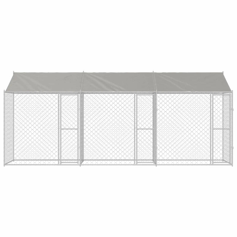 Dog Cage with Roof Silver 600 x 200 x 256 cm Steel and PE