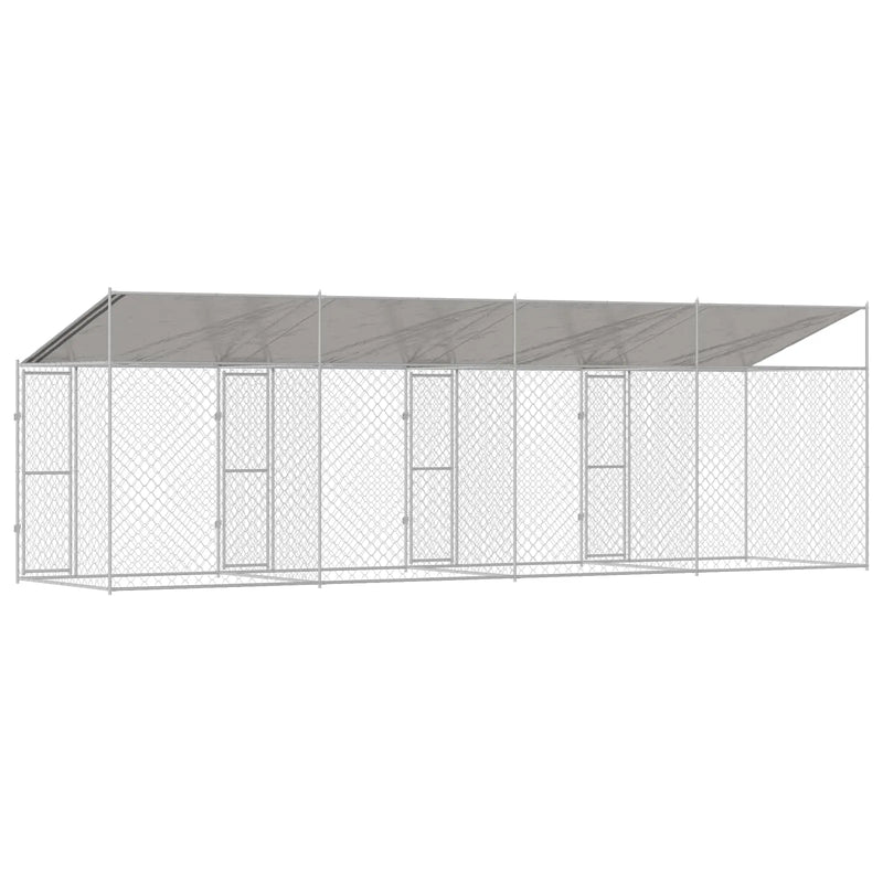 Dog Cage with Roof Silver 800 x 200 x 256 cm Steel and PE