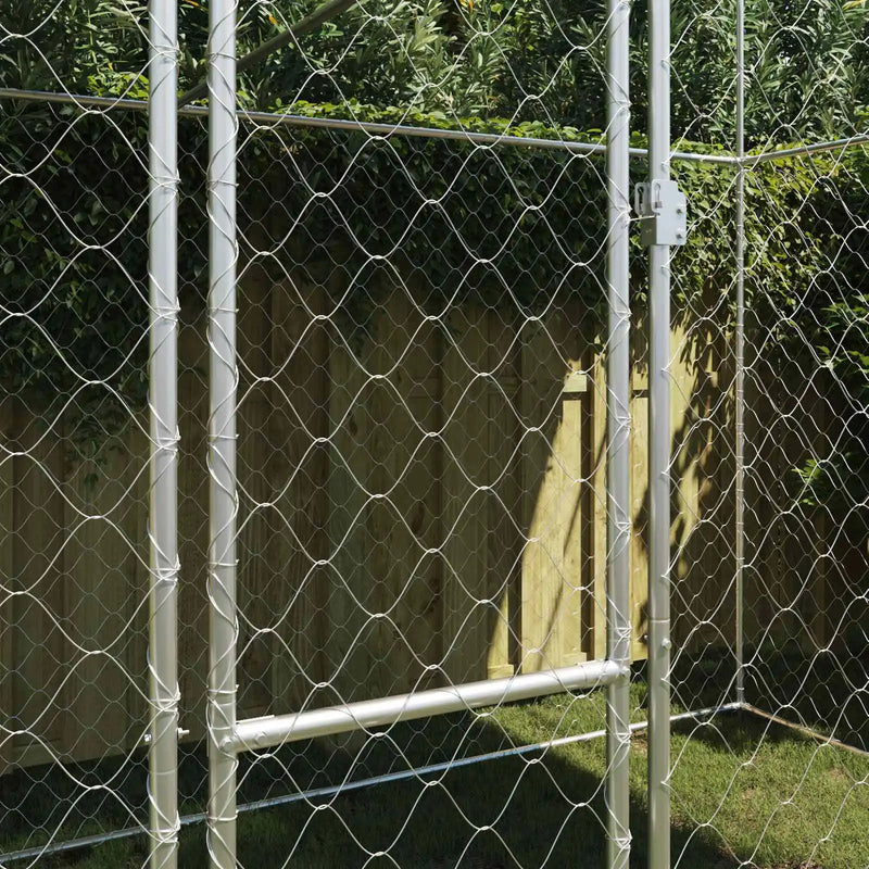 Dog Cage with Roof Silver 400 x 200 x 256 cm Steel and PE