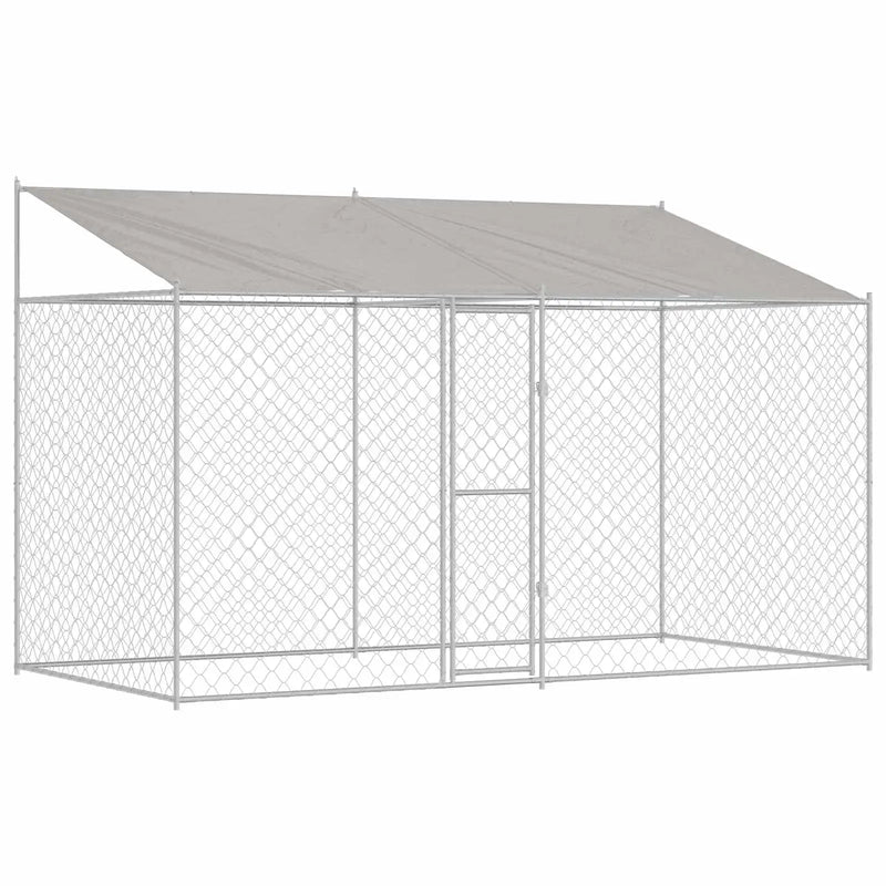 Dog Cage with Roof Silver 400 x 200 x 256 cm Steel and PE