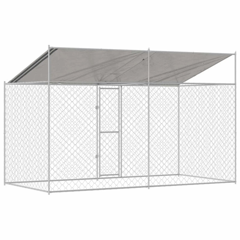 Dog Cage with Roof Silver 400 x 200 x 256 cm Steel and PE