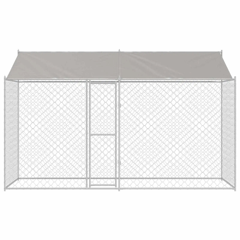 Dog Cage with Roof Silver 400 x 200 x 256 cm Steel and PE