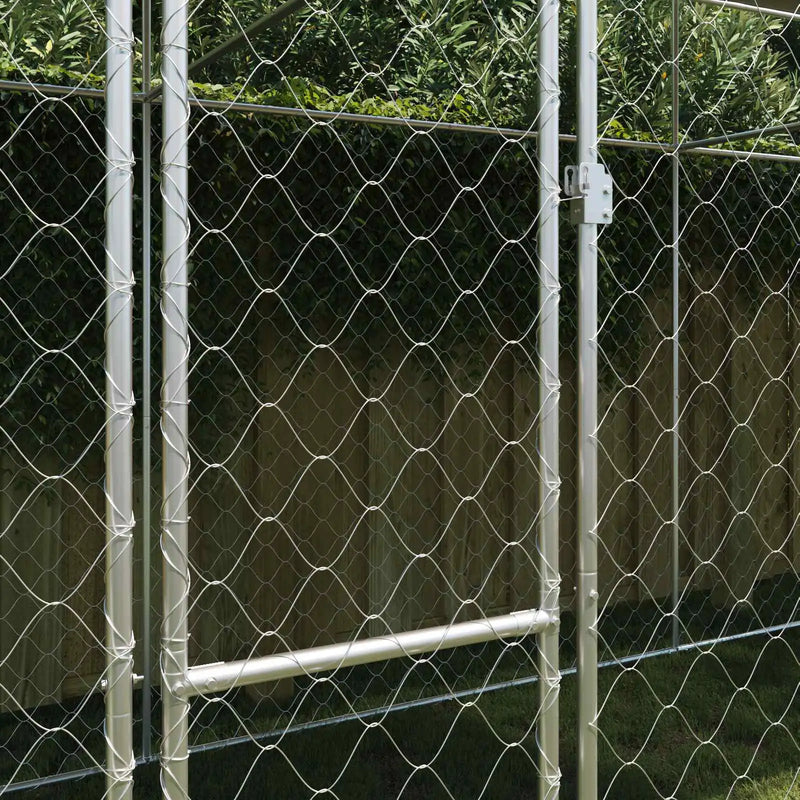 Dog Cage with Roof Silver 600 x 200 x 256 cm Steel and PE