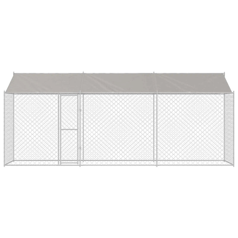 Dog Cage with Roof Silver 600 x 200 x 256 cm Steel and PE