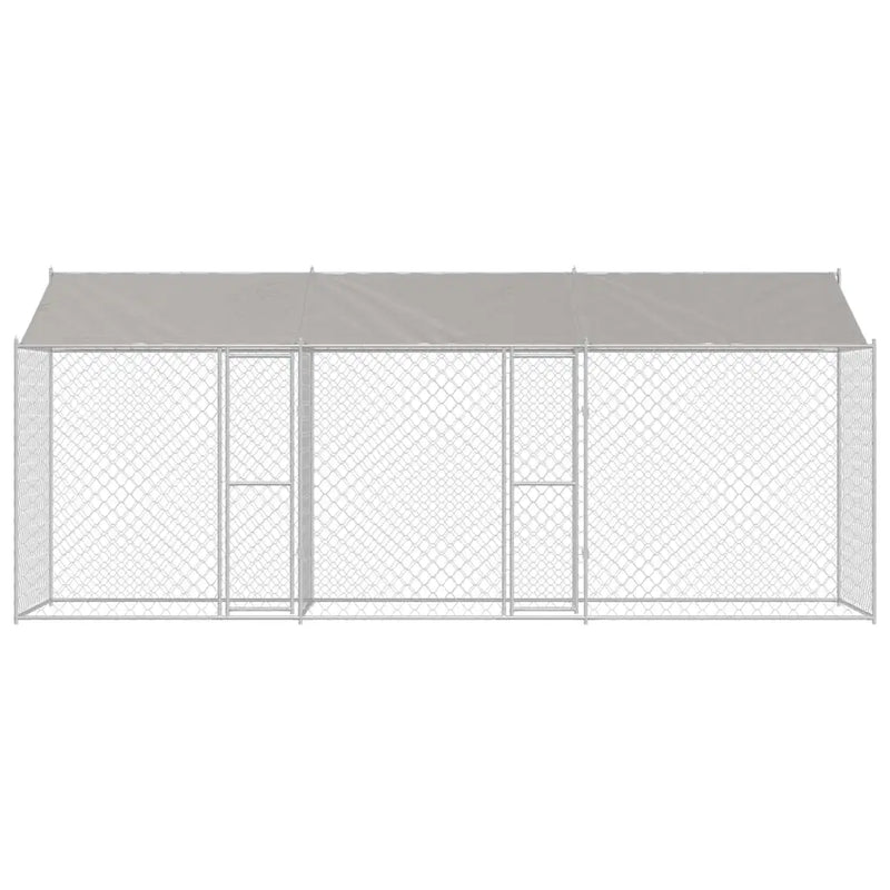 Dog Cage with Roof Silver 600 x 200 x 256 cm Steel and PE