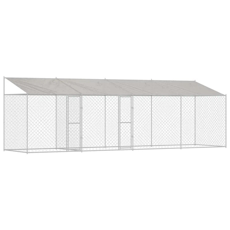 Dog Cage with Roof Silver 800 x 200 x 256 cm Steel and PE